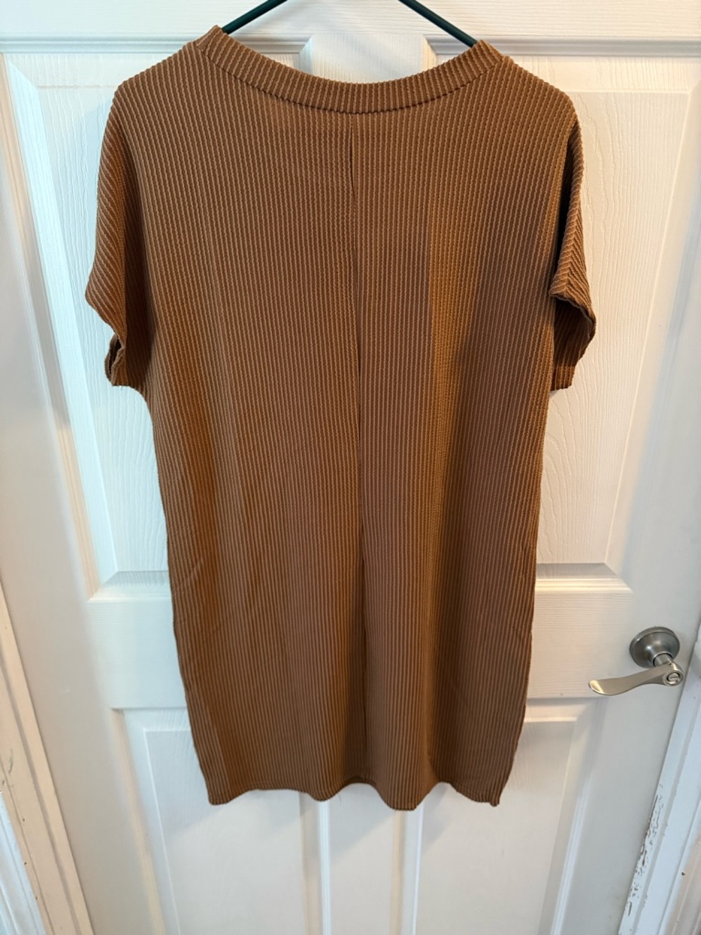 Ribbed Pocket T-Shirt Dress in Warm Caramel - Picture 3 of 3